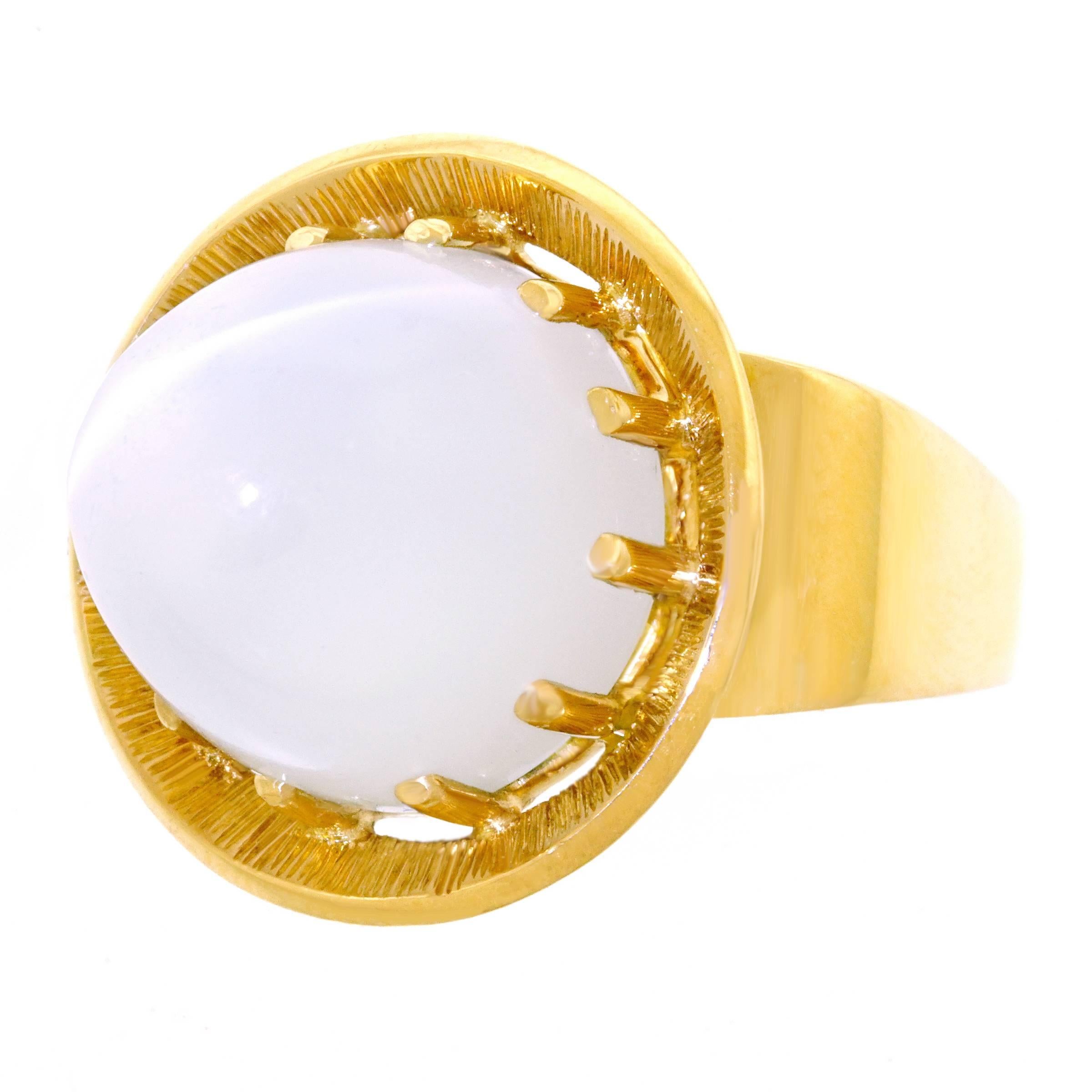 Modernist 22.5 carat Moonstone Set Gold Ring