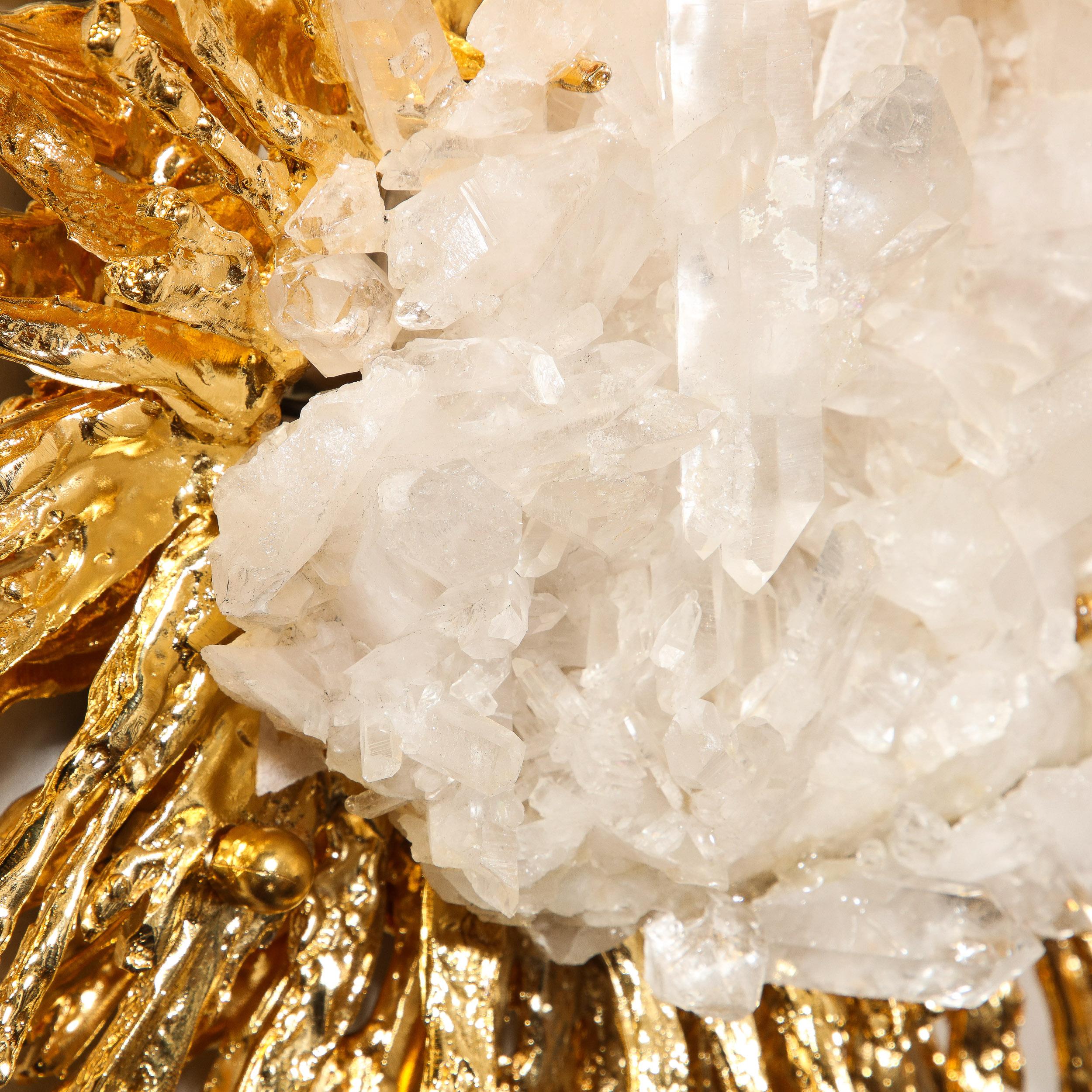 Applique moderniste en or 24 carats et étoile explosée avec quartz Claude Boeltz en vente 10