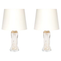 Lampade da tavolo in vetro di Murano con pagliuzze d’oro a 24 carati in stile modernista, firmate Vittorio Rigattieri