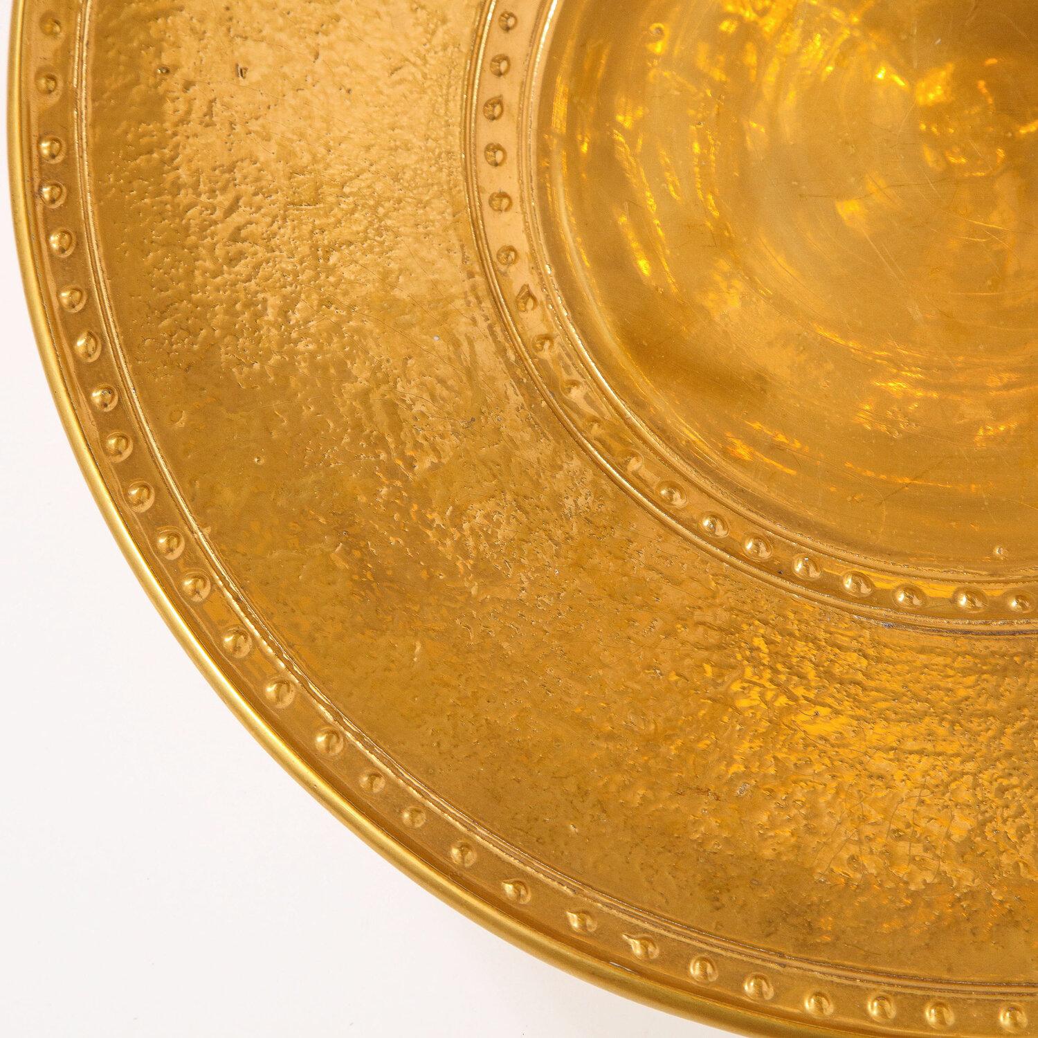 Modernist 24kt Gold Leaf Center Plate Signed Rondier by Lorin Marsh 1