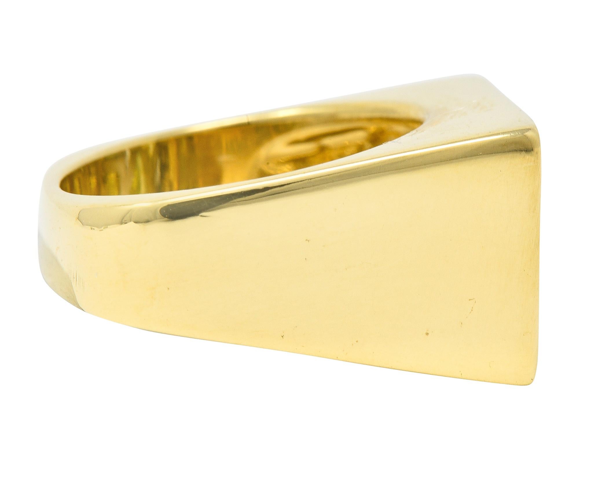 Baguette Cut Modernist 2.84 Ctw Fancy Diamond 18 Karat Two-Tone Gold Geometric Inlay Ring
