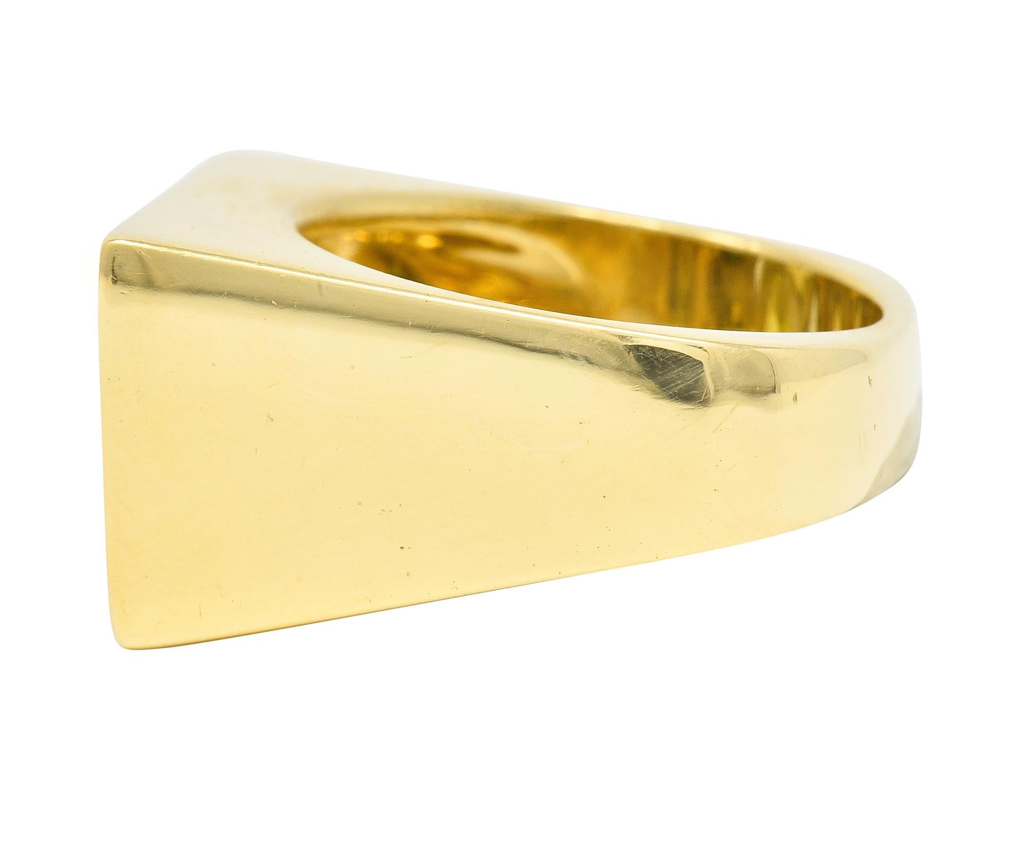 Women's or Men's Modernist 2.84 Ctw Fancy Diamond 18 Karat Two-Tone Gold Geometric Inlay Ring