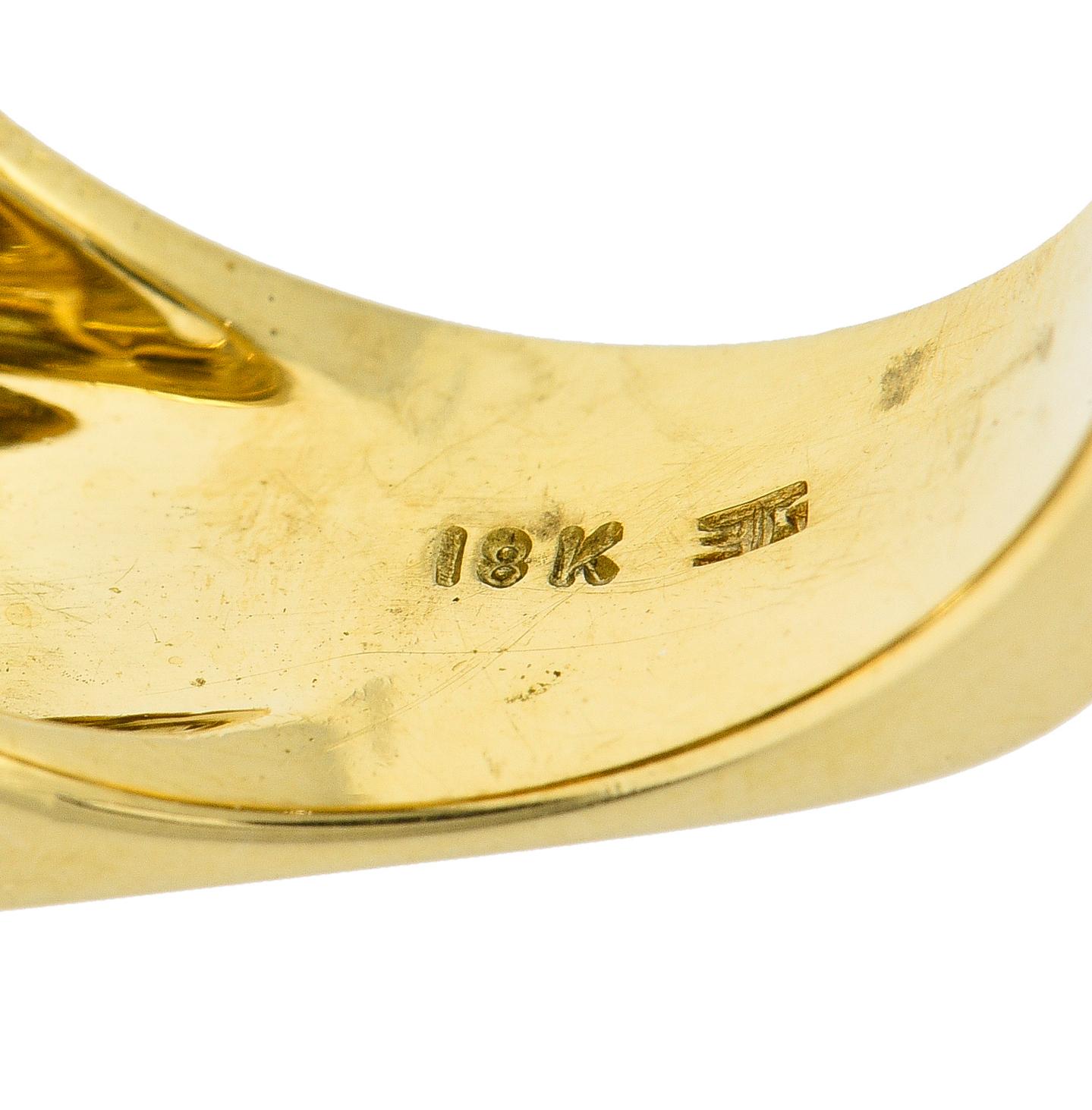 Modernist 2.84 Ctw Fancy Diamond 18 Karat Two-Tone Gold Geometric Inlay Ring 2