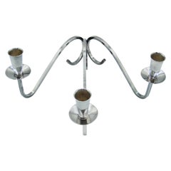 Modernistischer geschwungener 3-Arm-Kandelaber von Fisher Silberschmiede