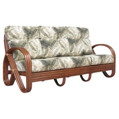 Modernist 3-Strand 3/4 Pretzel "Kauai" 3 Seat Rattan Sofa