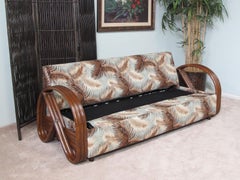 Modernist 3-Strand 3/4 Pretzel "Kauai" 3 Seat Rattan Sofa Sleeper Bed