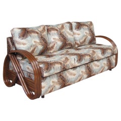 Modernist 3-Strand 3/4 Pretzel "Kauai" 3 Seat Rattan Sofa Sleeper Bed