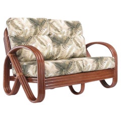 Modernist 3-Strand 3/4 Pretzel "Kauai" Rattan Settee Sofa