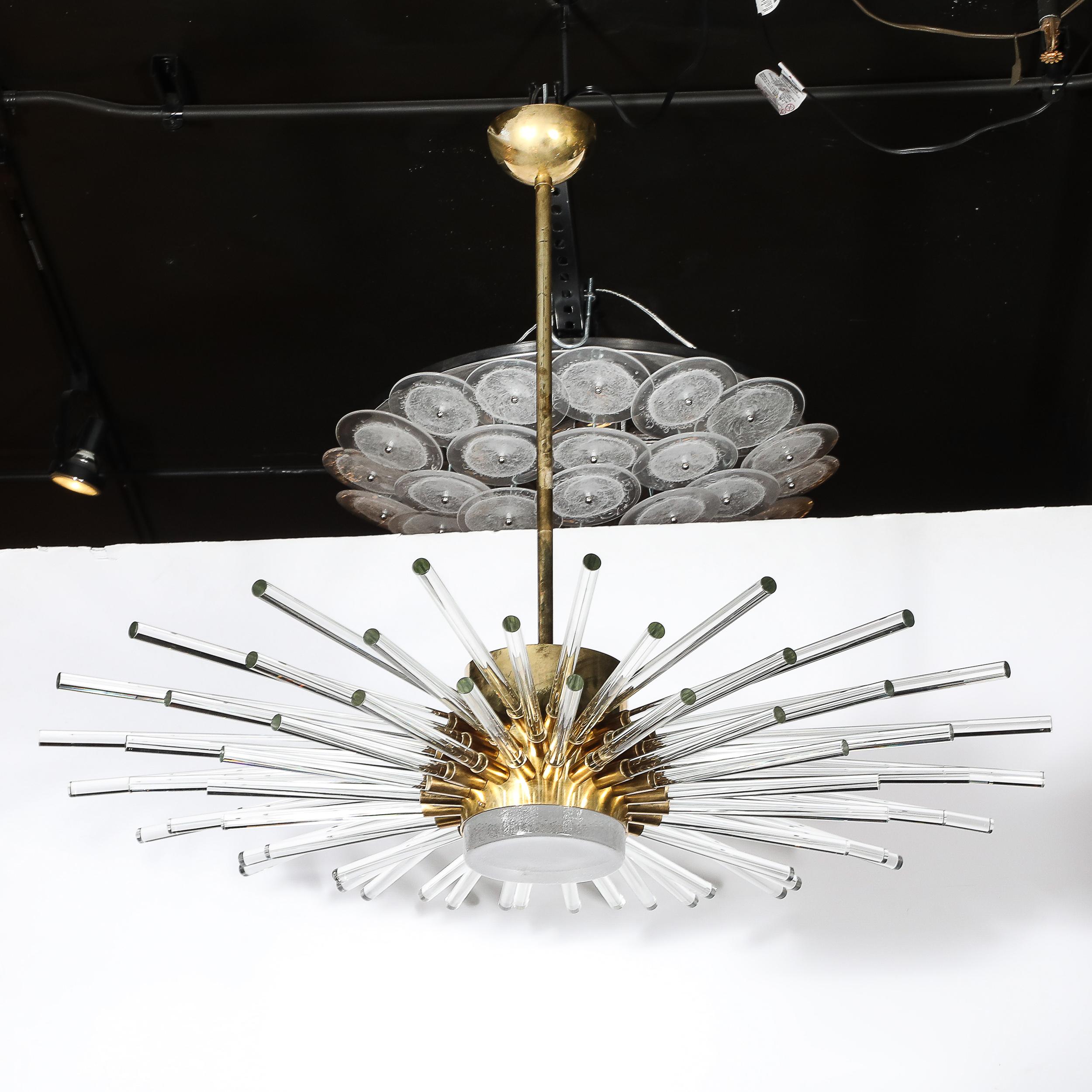 Lustre moderne Sputnik à 3 niveaux en verre de Murano soufflé à la main et à tige en laiton en vente 3