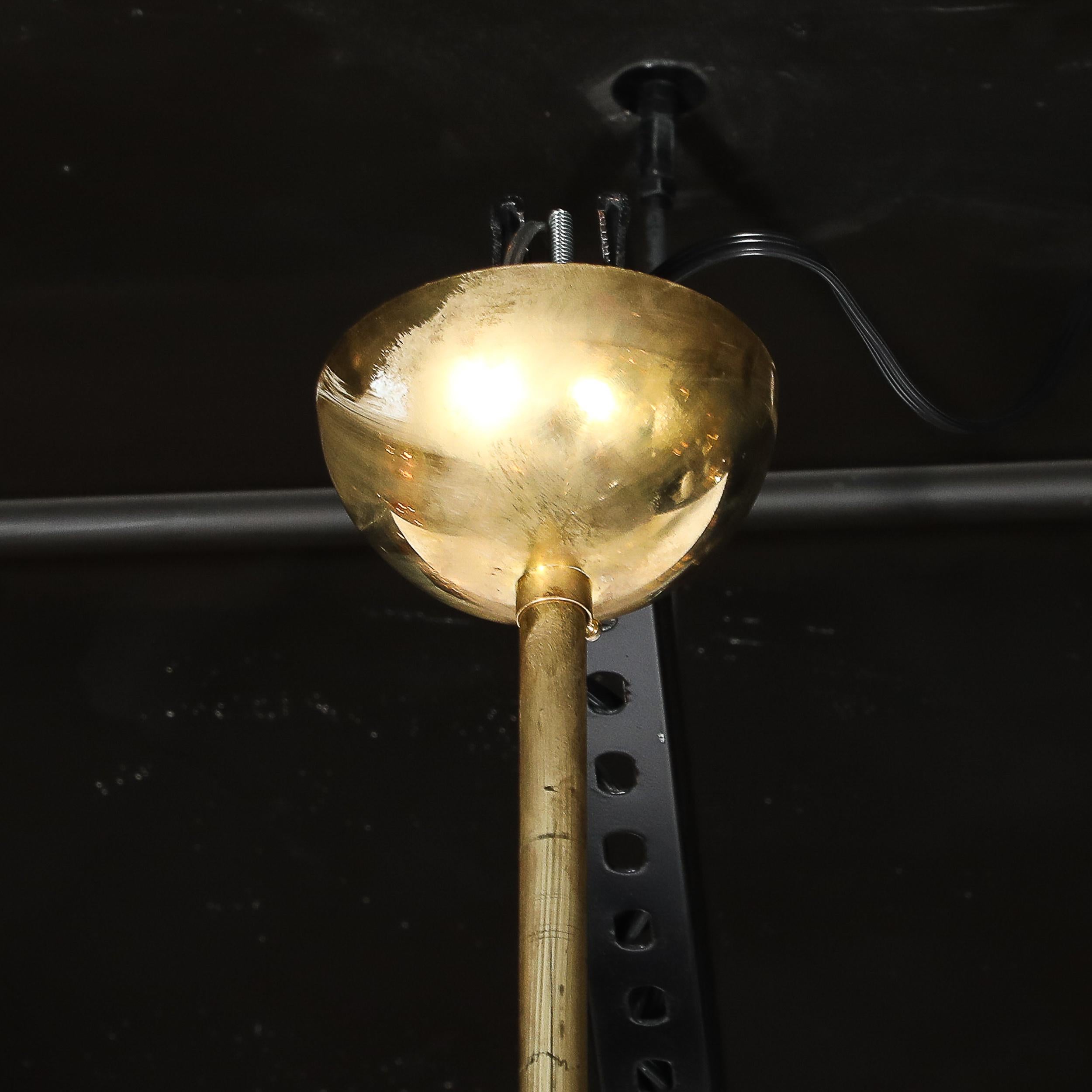 Lustre moderne Sputnik à 3 niveaux en verre de Murano soufflé à la main et à tige en laiton en vente 7