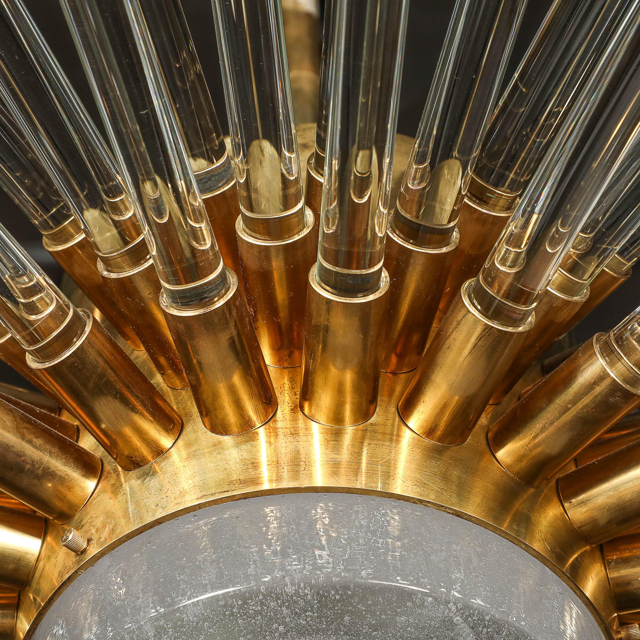 Lustre moderne Sputnik à 3 niveaux en verre de Murano soufflé à la main et à tige en laiton en vente 8