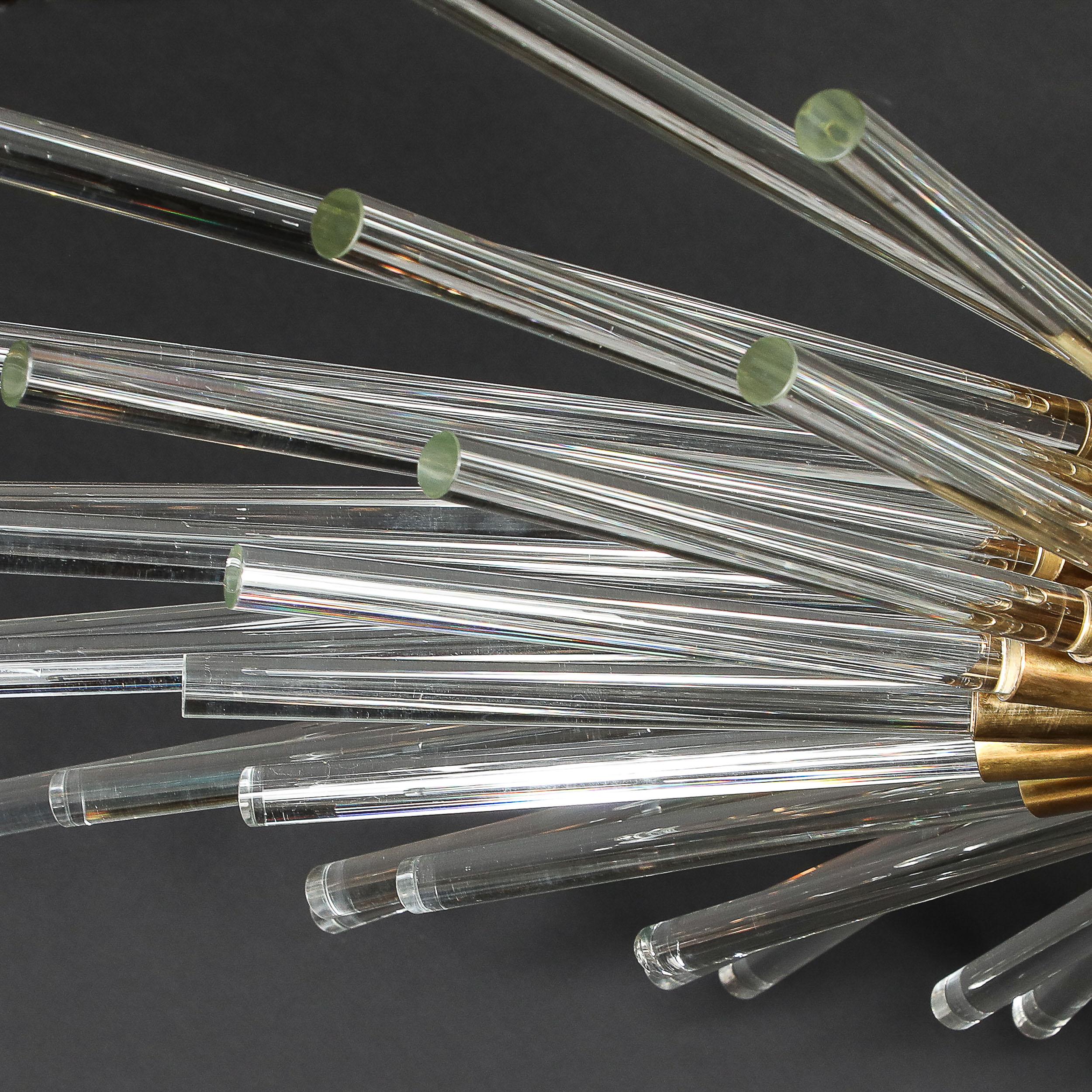 Lustre moderne Sputnik à 3 niveaux en verre de Murano soufflé à la main et à tige en laiton en vente 10