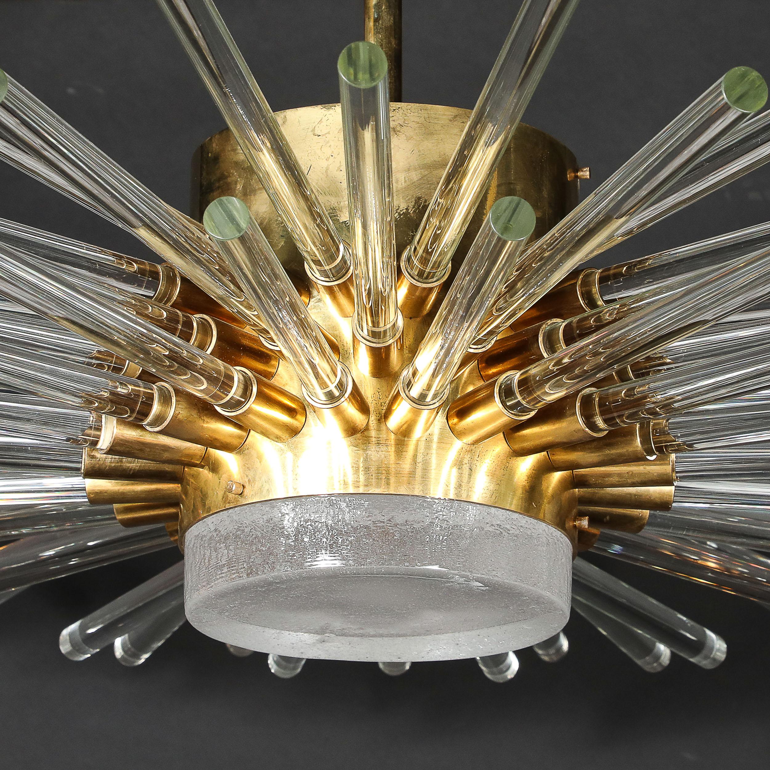 Lustre moderne Sputnik à 3 niveaux en verre de Murano soufflé à la main et à tige en laiton en vente 11