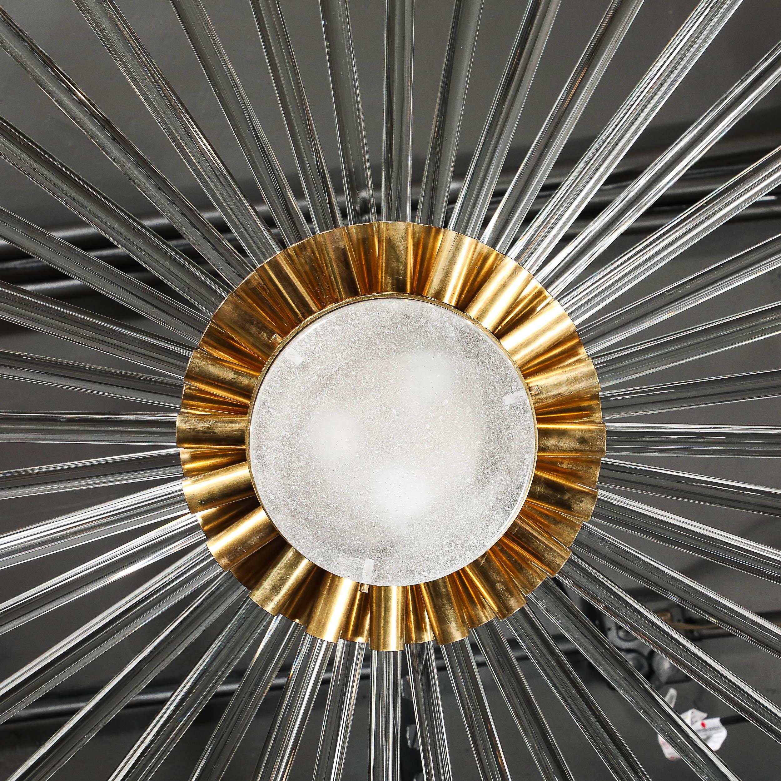 Lustre moderne Sputnik à 3 niveaux en verre de Murano soufflé à la main et à tige en laiton en vente 12