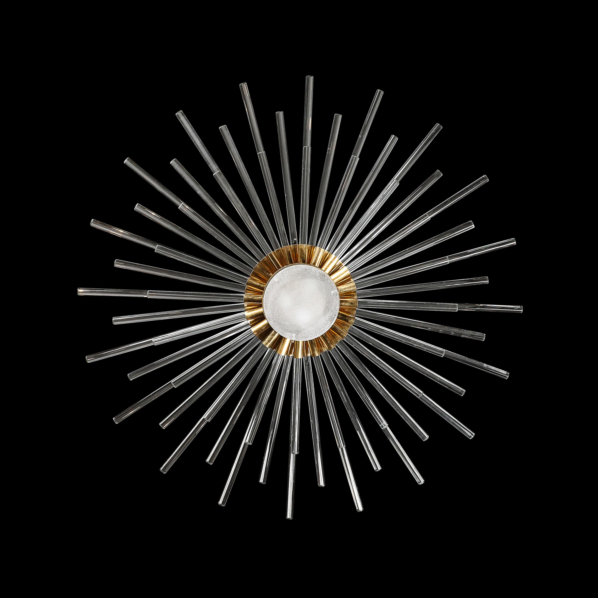 italien Lustre moderne Sputnik à 3 niveaux en verre de Murano soufflé à la main et à tige en laiton en vente