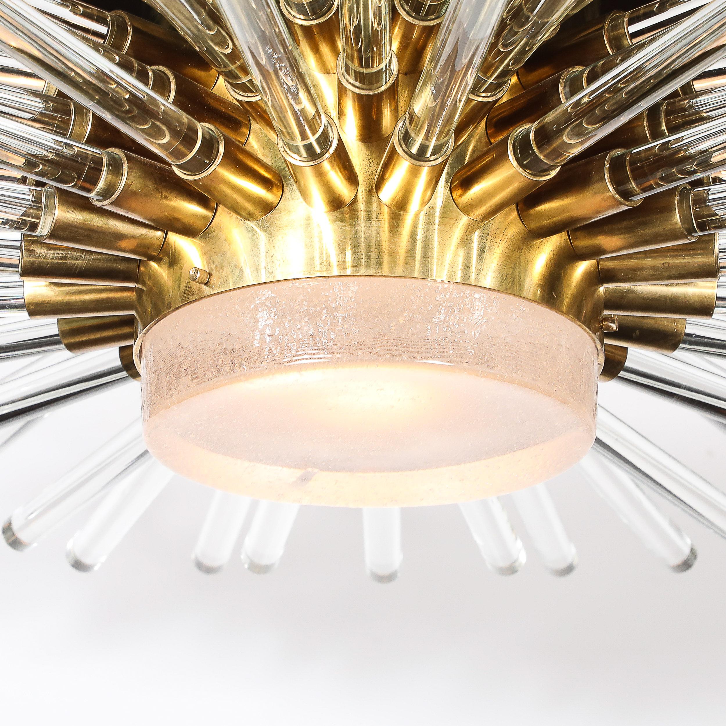 Lustre moderne Sputnik à 3 niveaux en verre de Murano soufflé à la main et à tige en laiton Excellent état - En vente à New York, NY