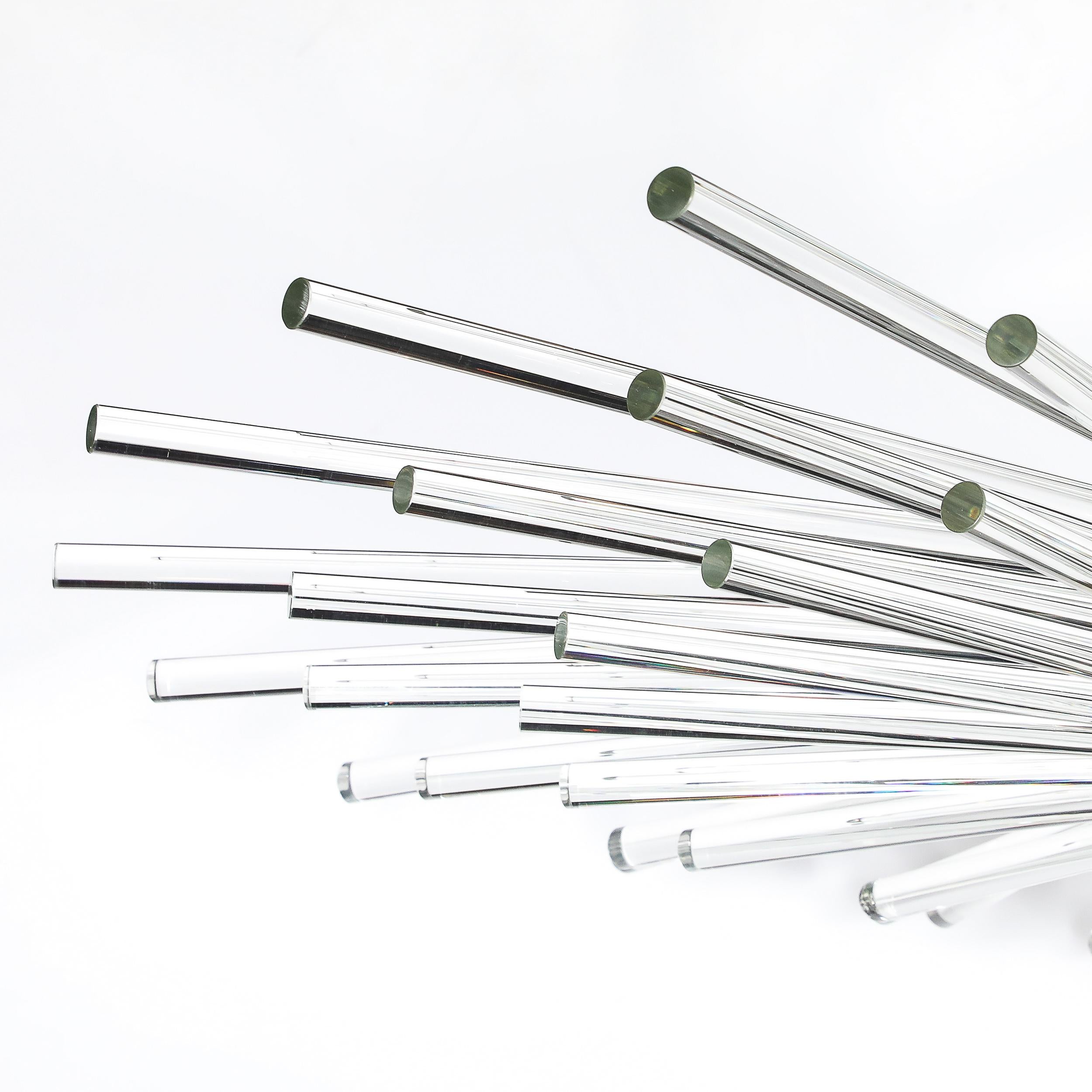20ième siècle Lustre moderne Sputnik à 3 niveaux en verre de Murano soufflé à la main et à tige en laiton en vente
