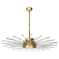 Lustre moderne Sputnik à 3 niveaux en verre de Murano soufflé à la main et à tige en laiton