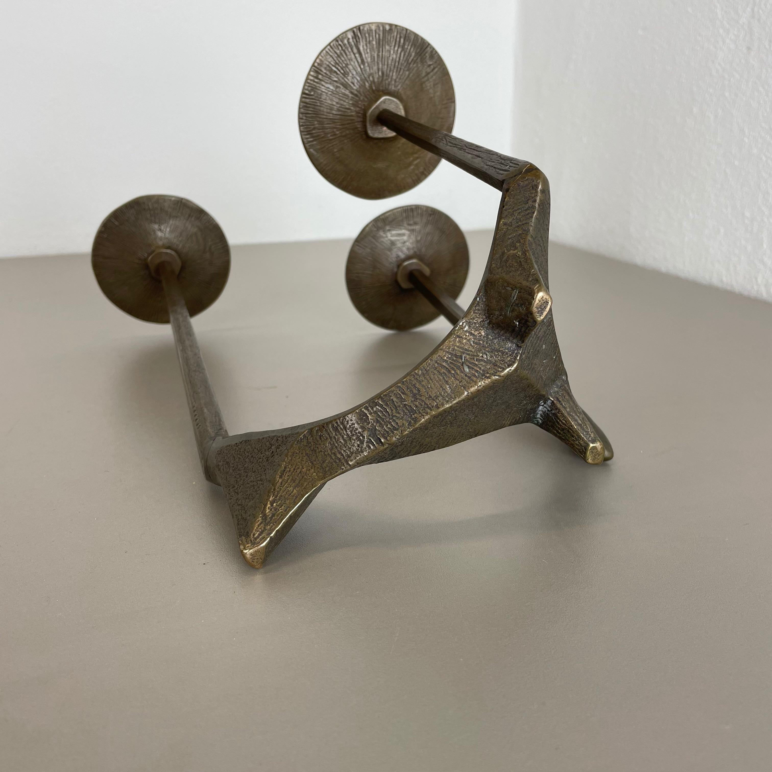 Bougeoir moderniste sculptural en bronze brutaliste de 32 cm, France, années 1970 en vente 7