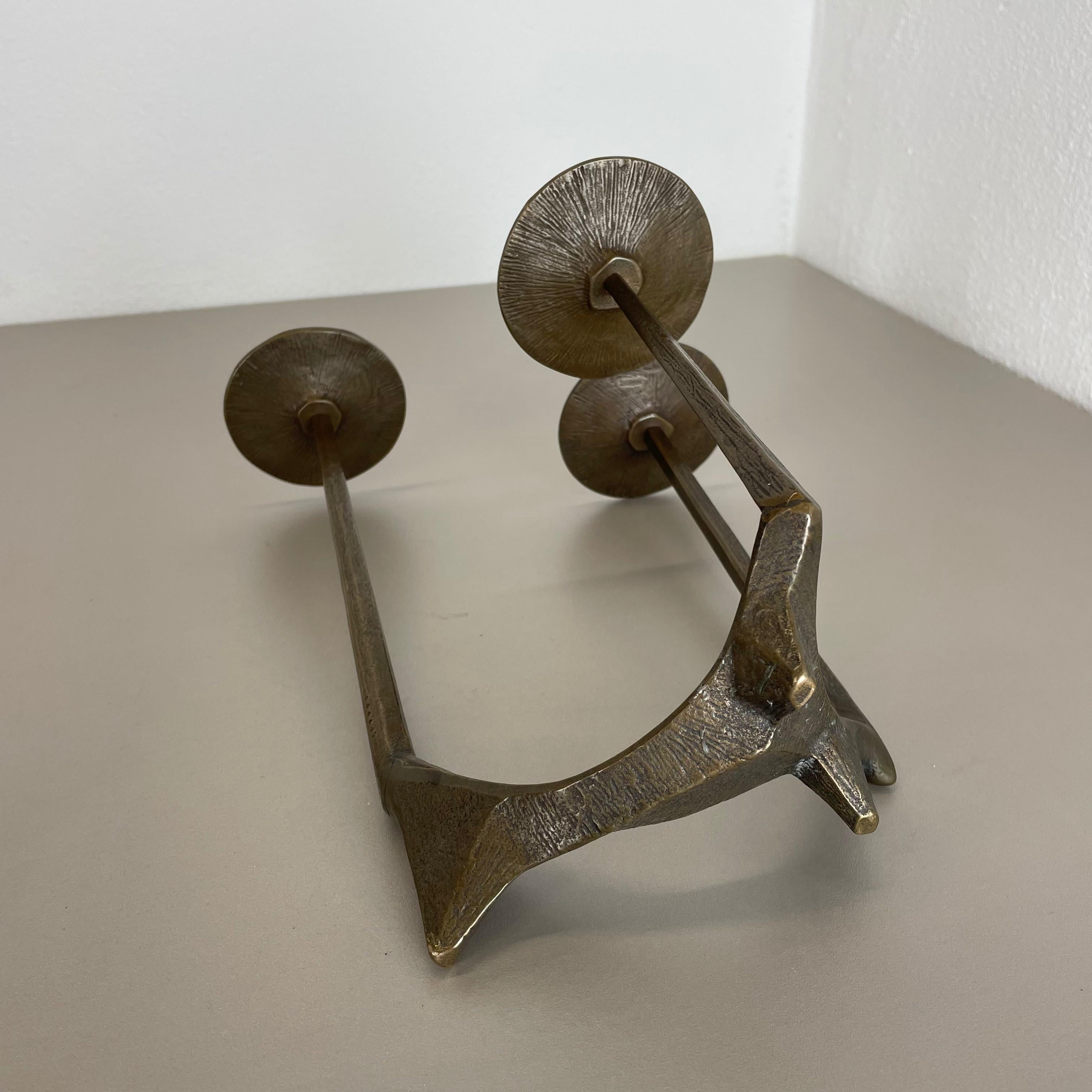 Bougeoir moderniste sculptural en bronze brutaliste de 32 cm, France, années 1970 en vente 8