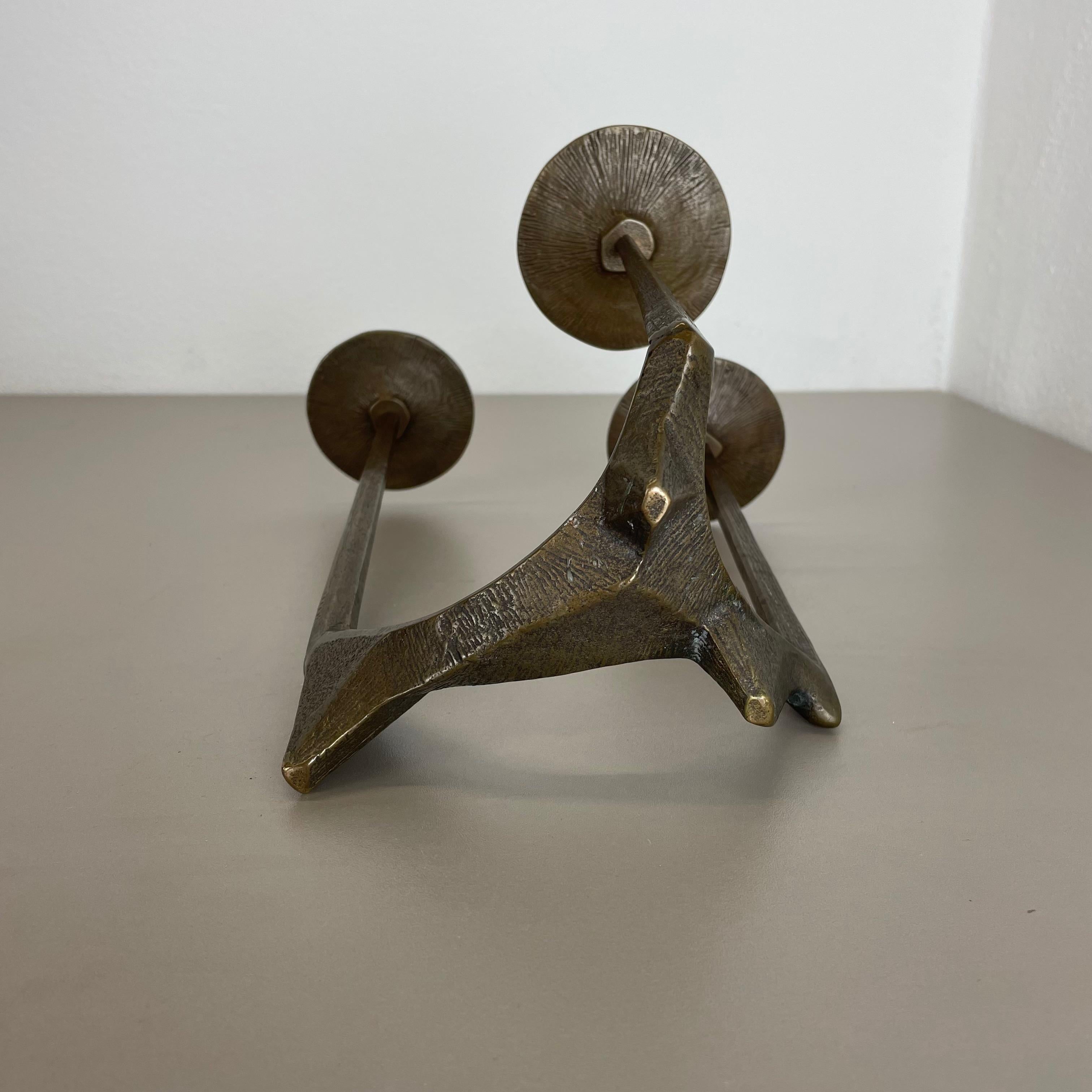 Bougeoir moderniste sculptural en bronze brutaliste de 32 cm, France, années 1970 en vente 9