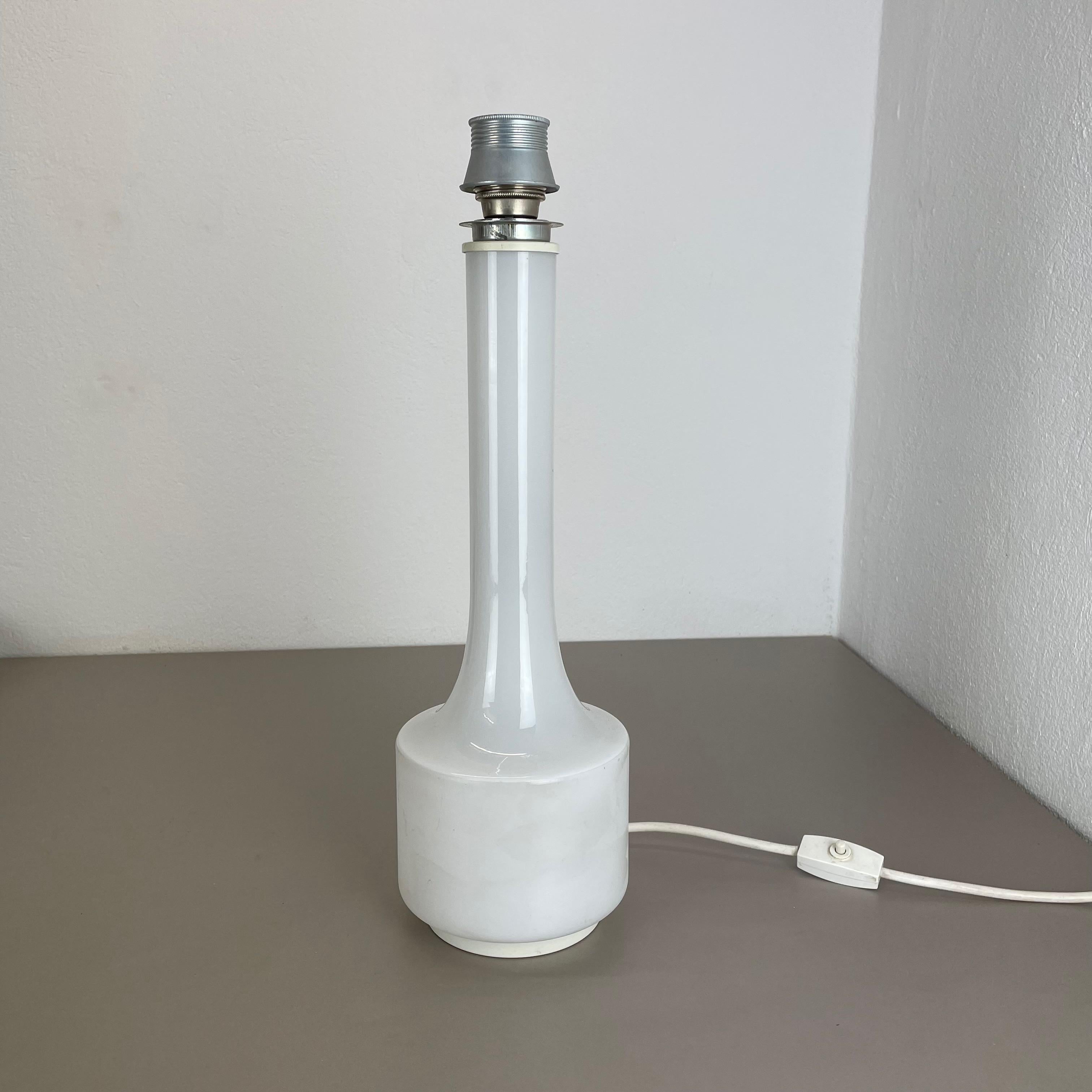 20th Century Modernist White Satin Glass Table Light Base by Doria Lights, 1970s, Germany For Sale
