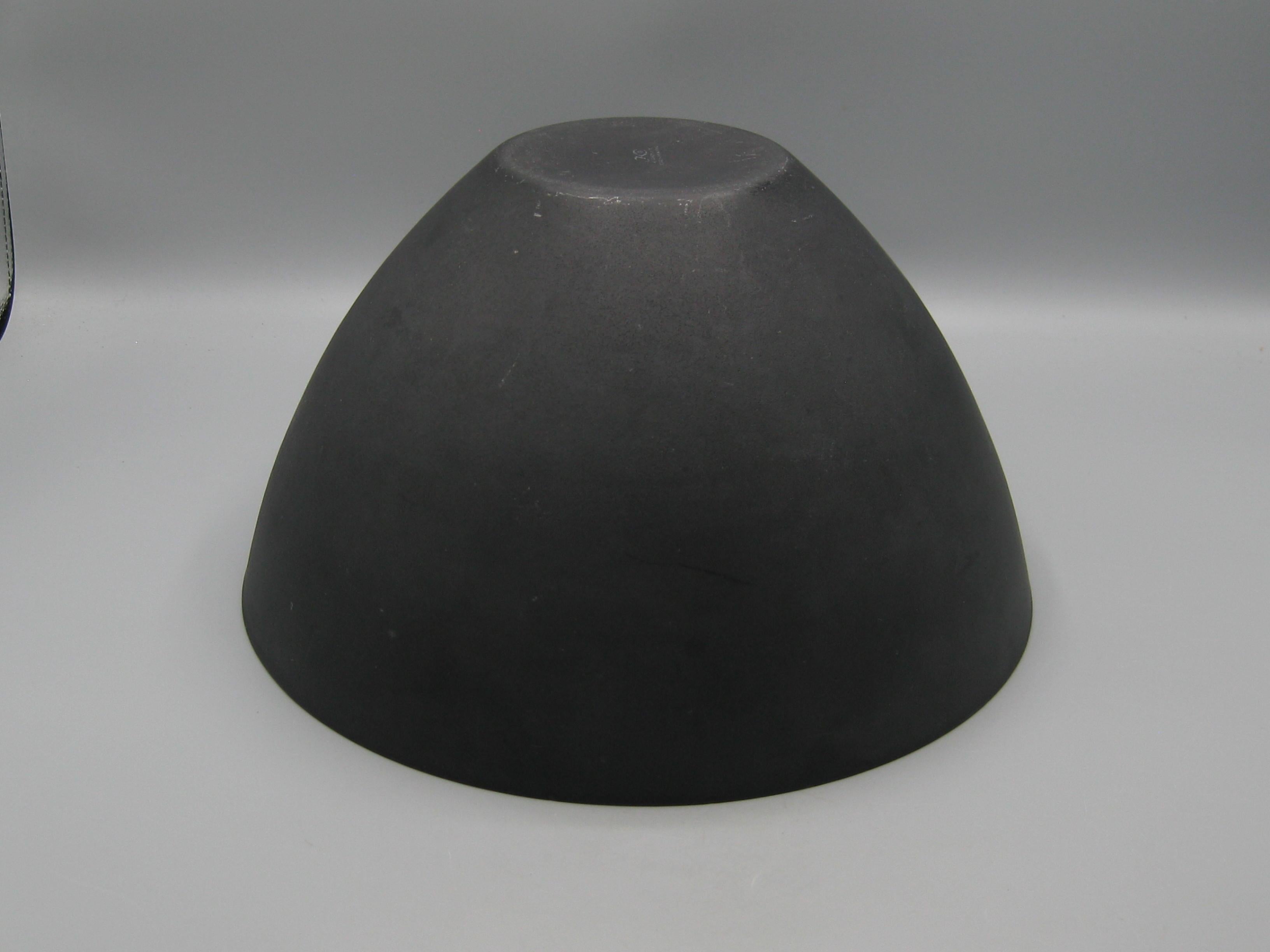Modernist 50's Krenit Bowl Herbert Krenchel Orange Enamel & Black Denmark BIG! For Sale 4
