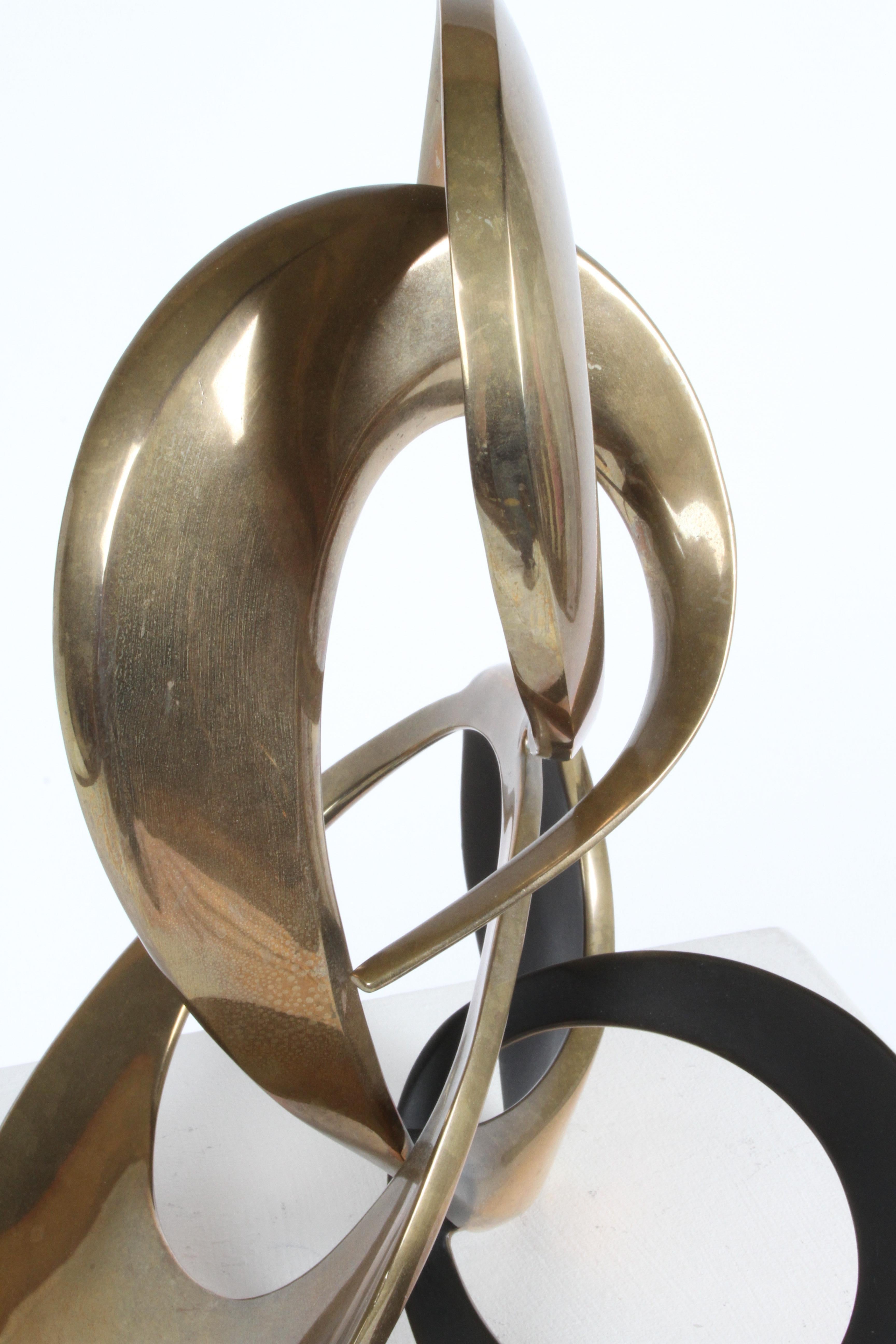 Modernist 80s Bronze Abstract Free Form Sculpture by Artist Bob Bennett #80/100 2