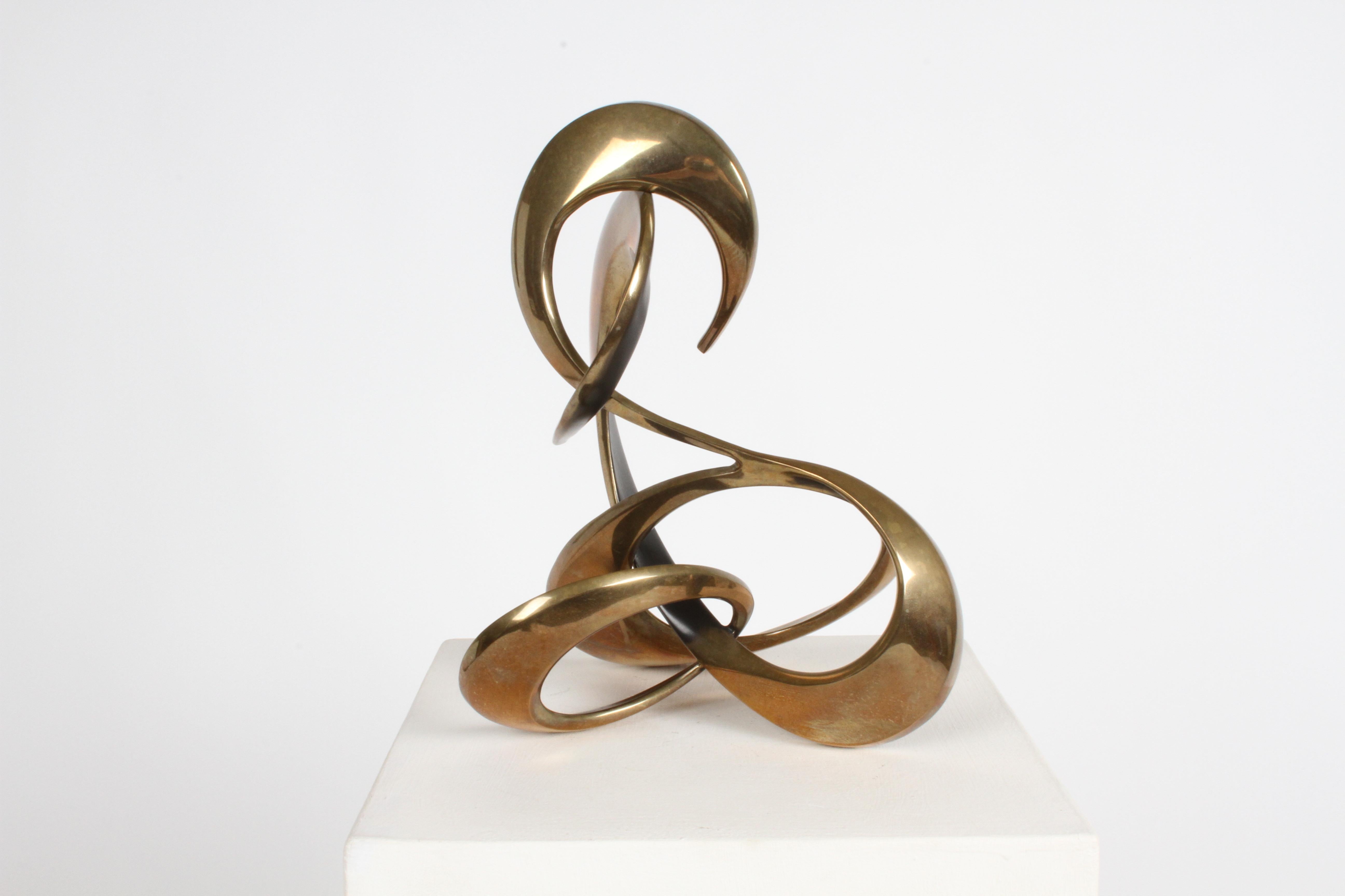 American Modernist 80s Bronze Abstract Free Form Sculpture by Artist Bob Bennett #80/100