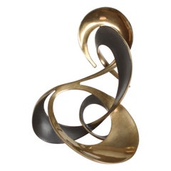Modernist 80s Bronze Abstract Free Form Sculpture by Artist Bob Bennett #80/100
