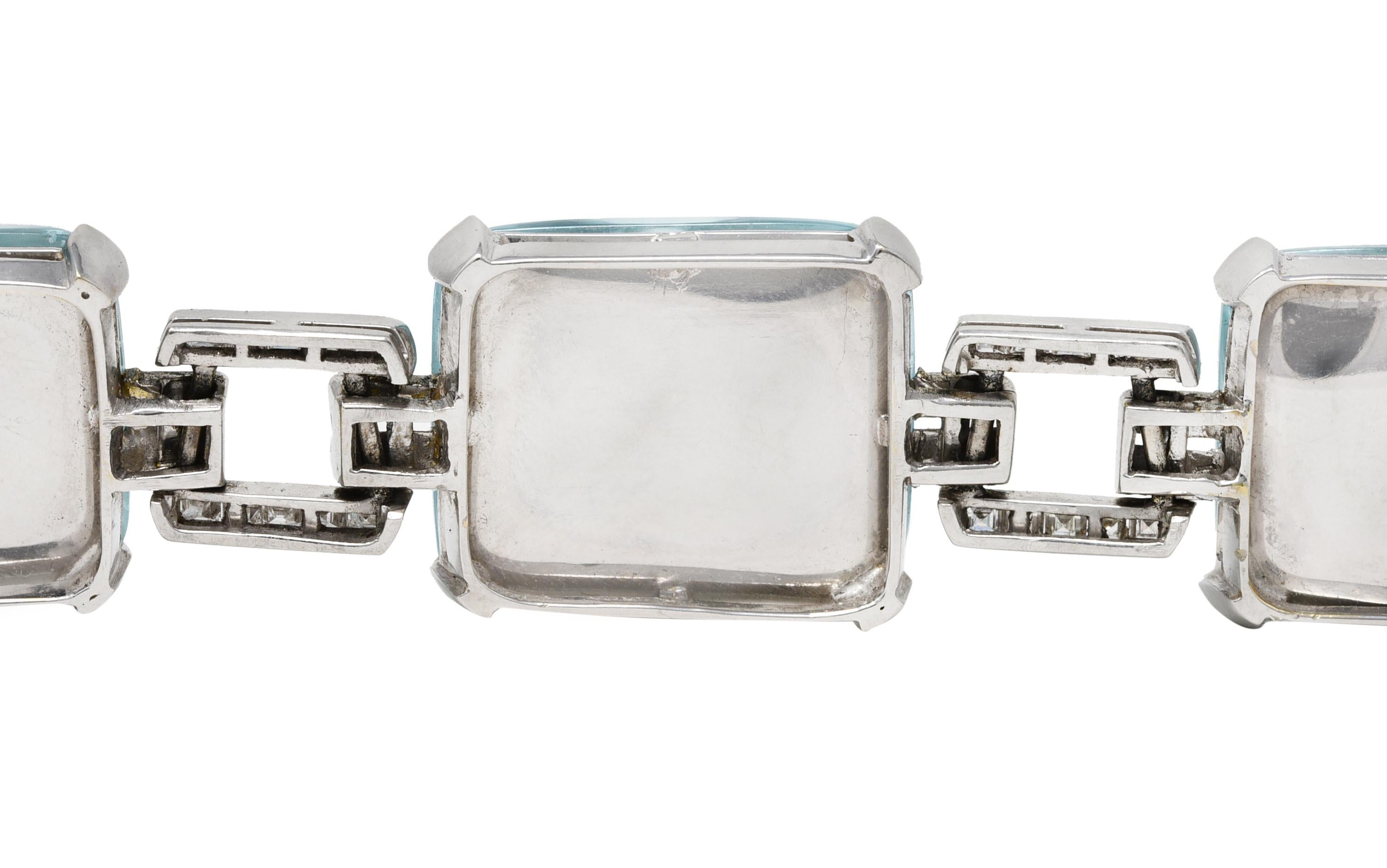 Modernist 92 Carats Sugar Loaf Aquamarine Diamond 18 Karat White Gold Necklace 2