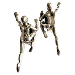 Modernist 925 sterling silver body sculptural clip-on earrings 5cm 9.20g vintage