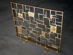 "Modernist" a Sculptural Gilded Metal Firescreen by American Artist Del Williams