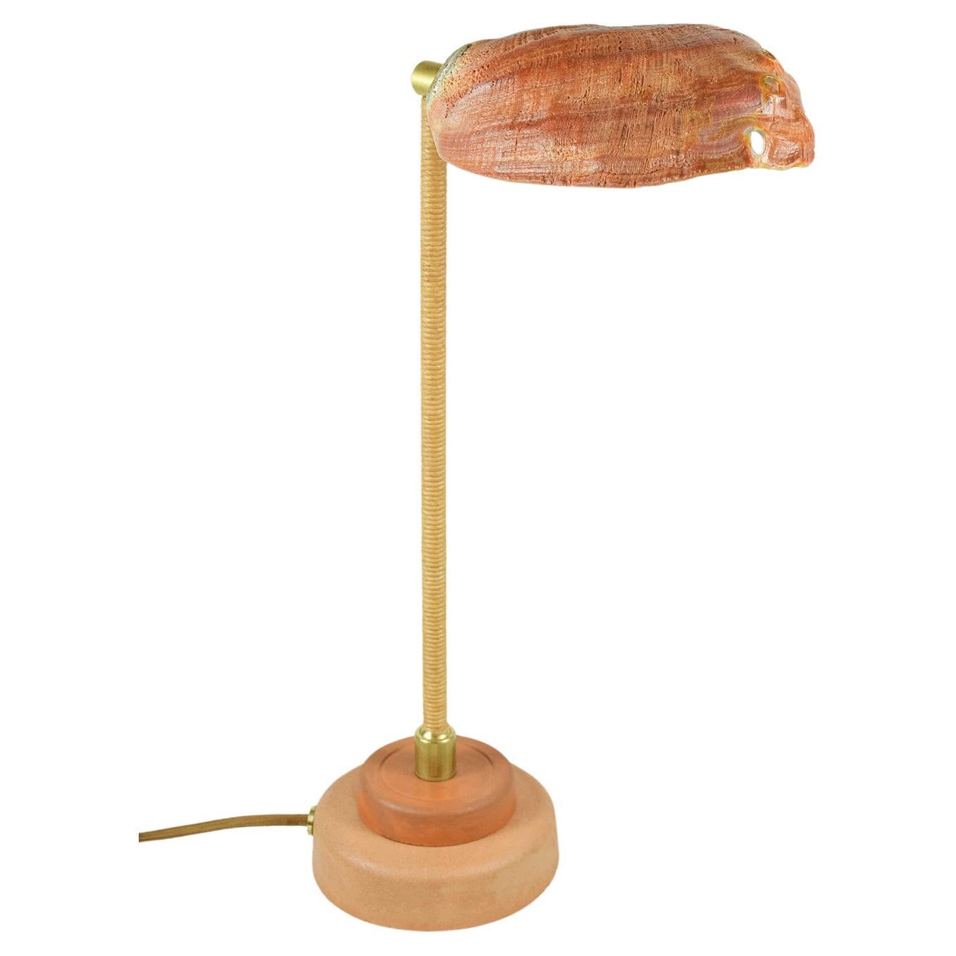 Modernist 'Abalone Lawyer's Lamp' with Real Vintage Abalone Seashell Shade For Sale
