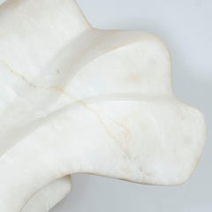 Modernist Abstract Amorphic Carrera Marble Statue on Black Enamel Steel Base