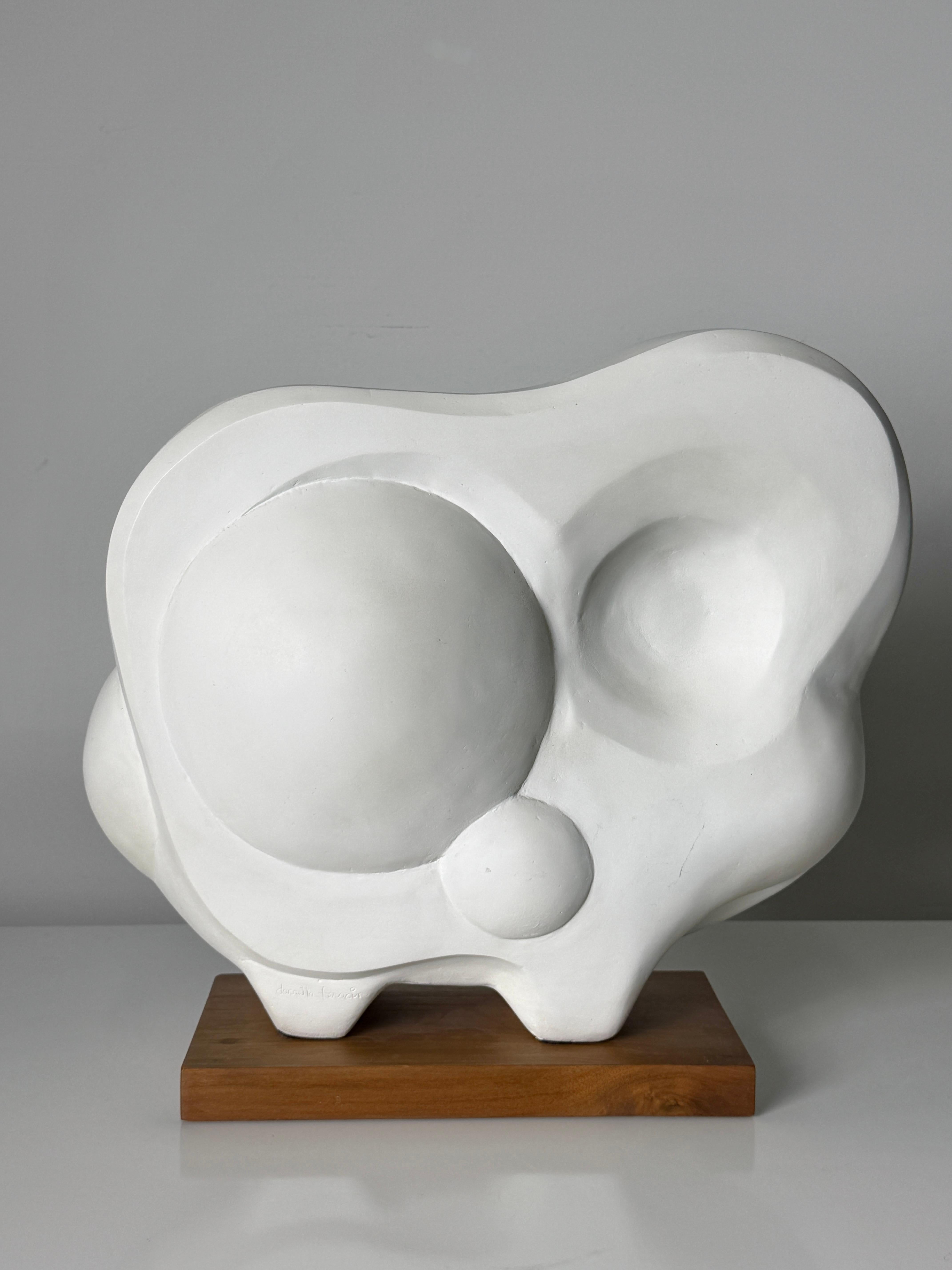 Intonaco Modernist Abstract Freeform Artist Signed White Plaster Organic Sculpture 1990s in vendita