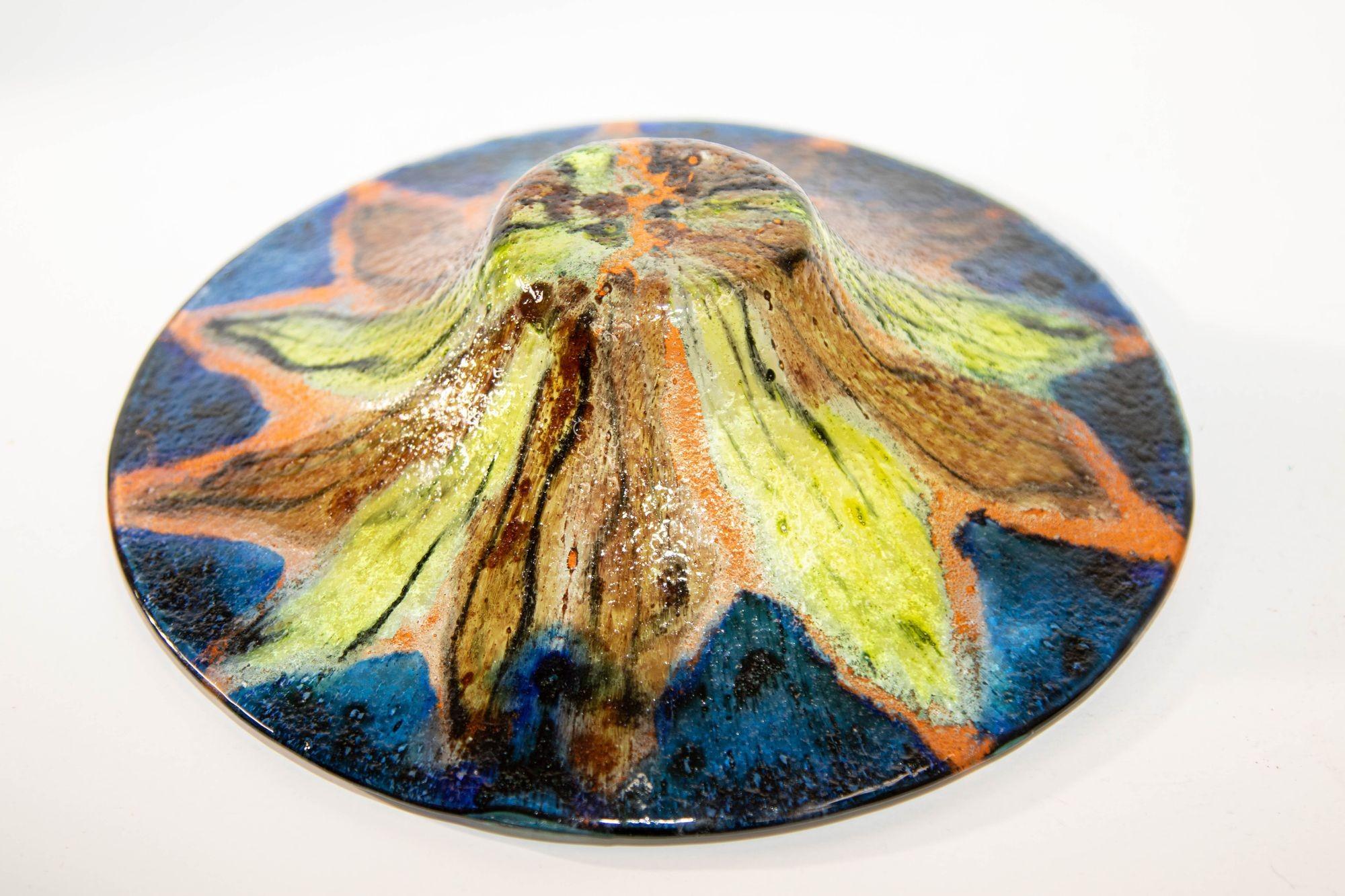 Modernist Abstract Colorful Art Glass Sunburst Bowl For Sale 3