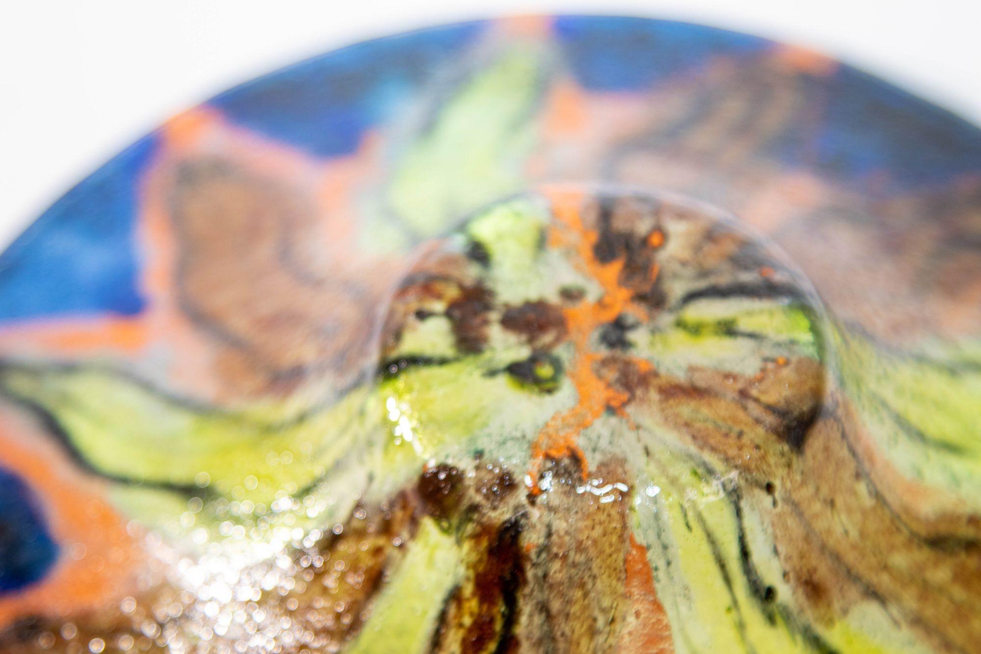 Modernist Abstract Colorful Art Glass Sunburst Bowl For Sale 6