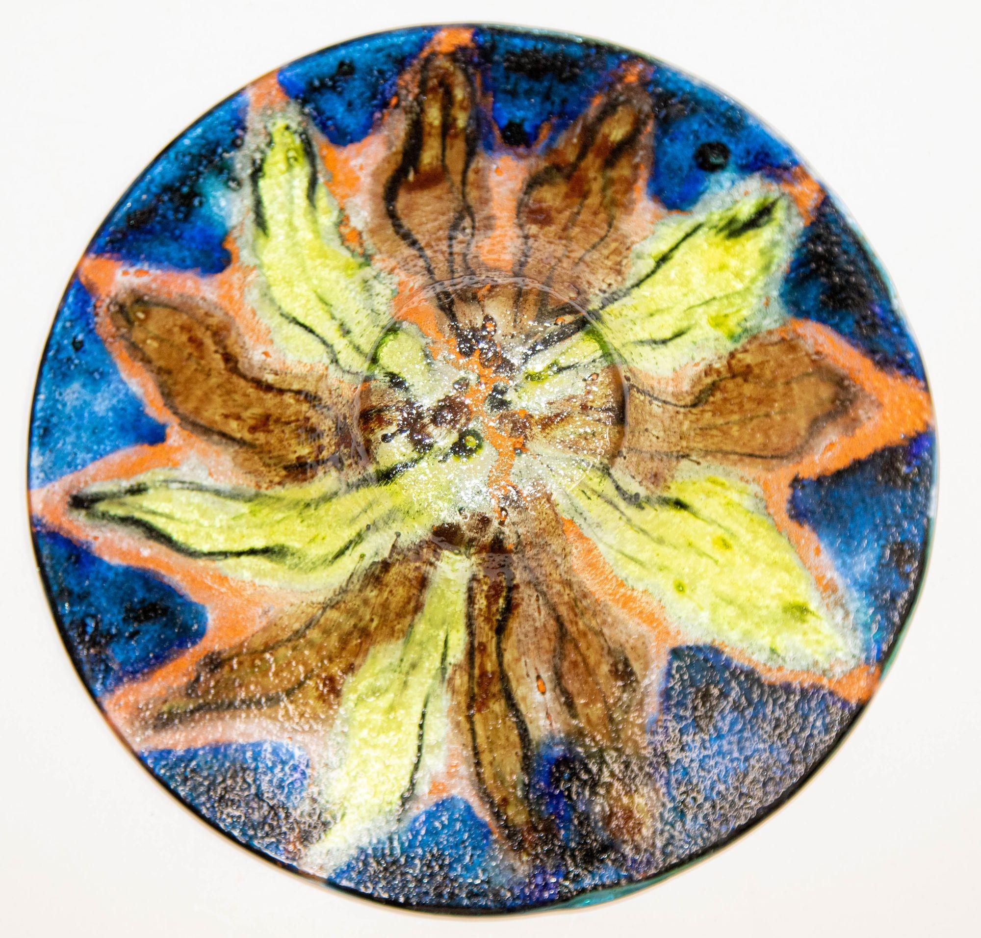Modernist Abstract Colorful Art Glass Sunburst Bowl For Sale 10