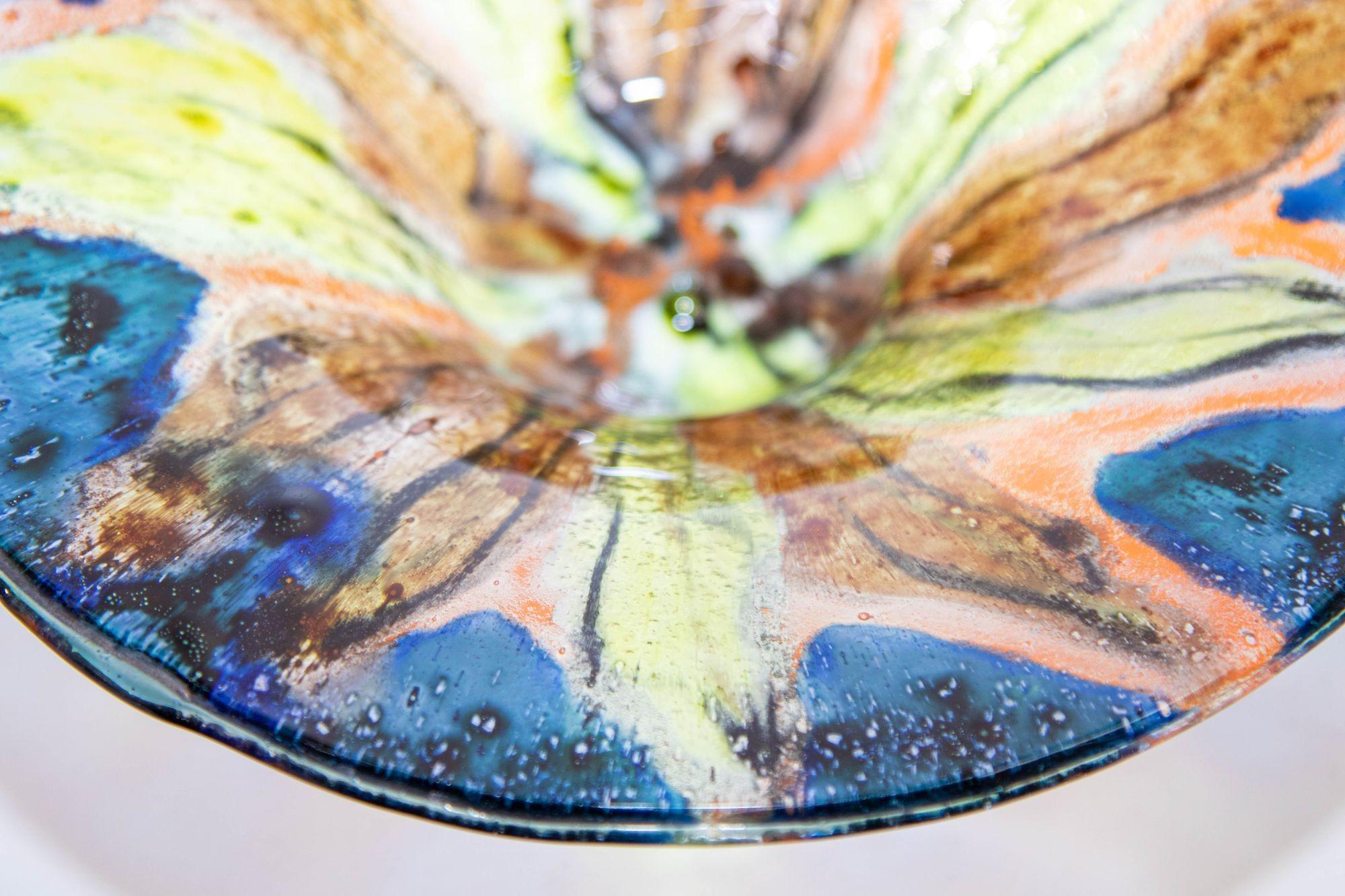 Modernist Abstract Colorful Art Glass Sunburst Bowl For Sale 1