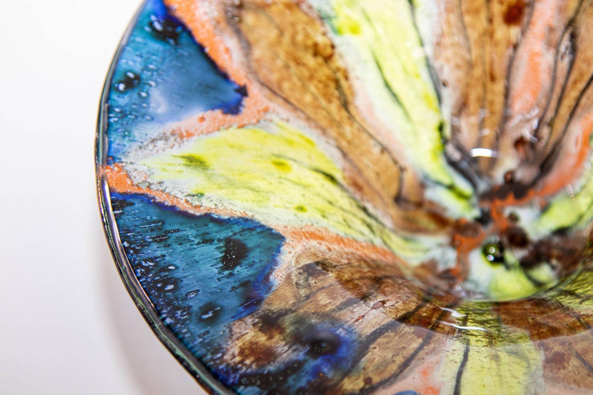 Modernist Abstract Colorful Art Glass Sunburst Bowl For Sale 2