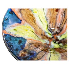 Modernist Abstract Colorful Art Glass Sunburst Bowl