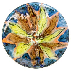 Retro Modernist Abstract Colorful Art Glass Sunburst Bowl