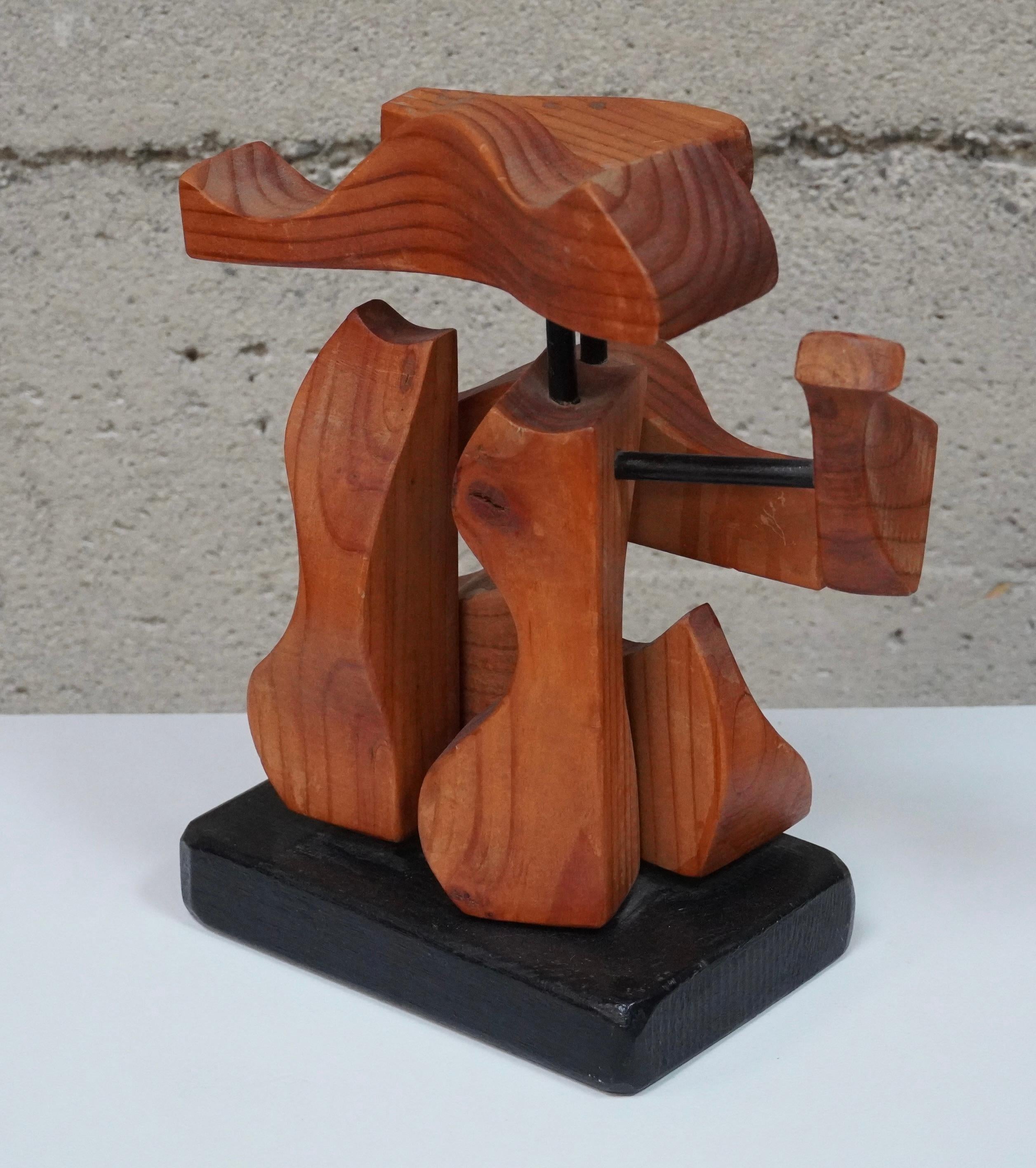 Hand-Carved Modernist Abstract / Constructivist Wooden Sculpture For Sale