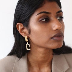 Modernist Abstract Drop Earrings, 18 Carat Gold Plated