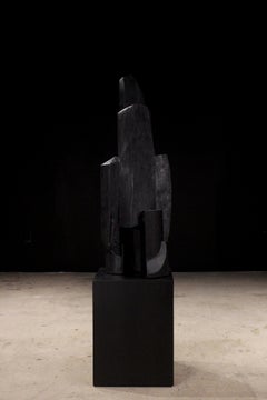 Modernist Abstract Ebonized Oak Vintage, Mexican Modern 1980s