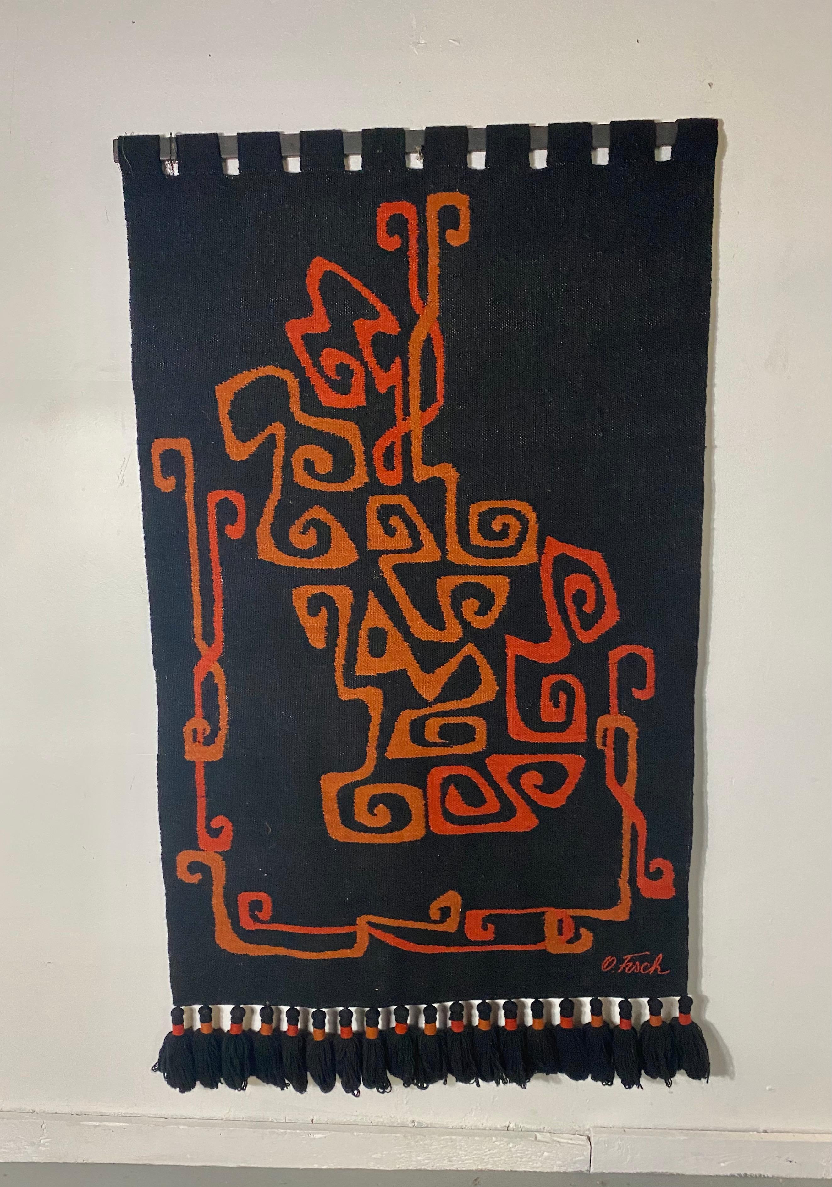 Mid-Century Modern Modernist Abstract Ecuadorian Tapestry / Wall Hanging Designed by Olga Fisch For Sale