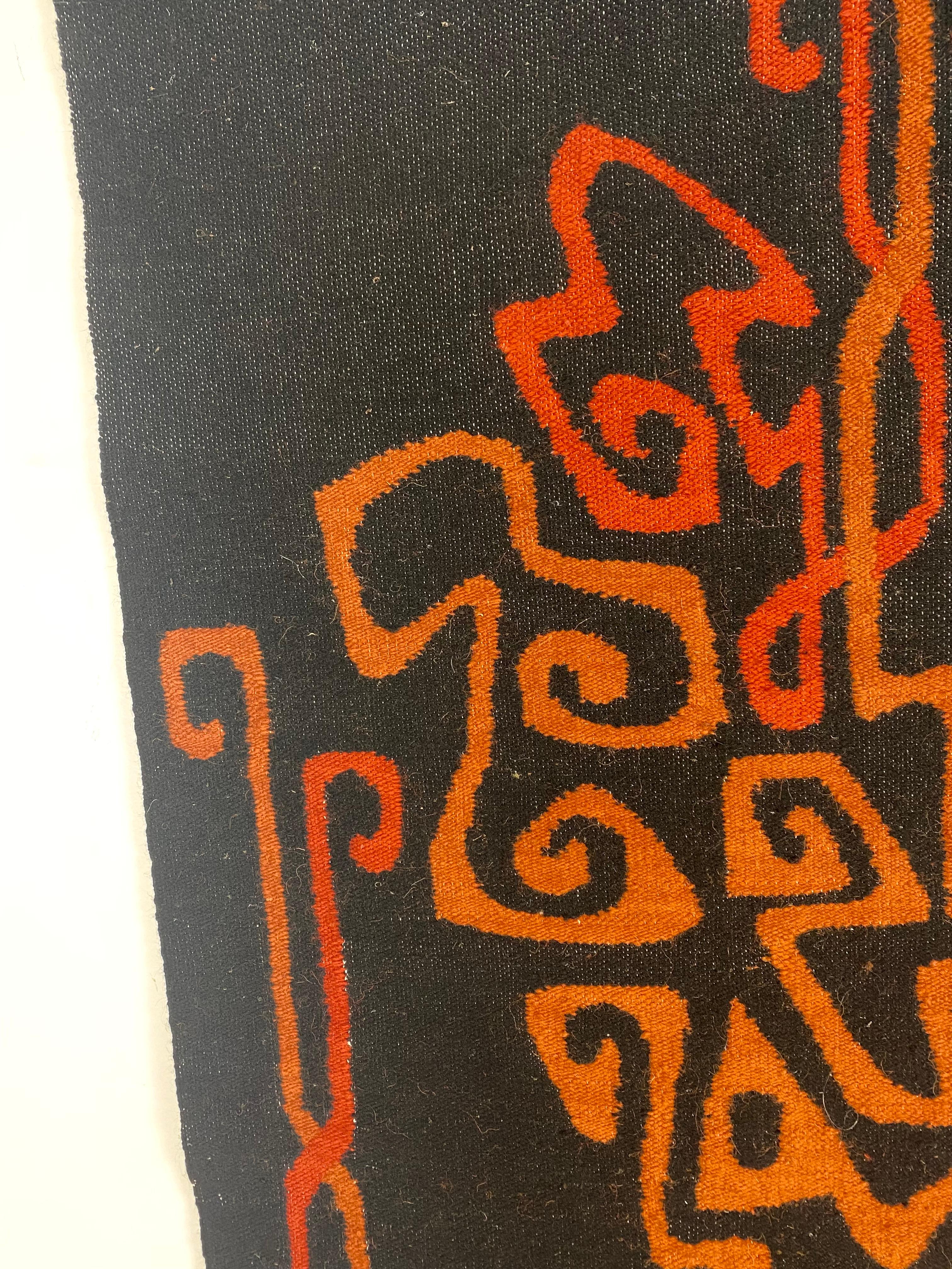 Hand-Knotted Modernist Abstract Ecuadorian Tapestry / Wall Hanging Designed by Olga Fisch For Sale