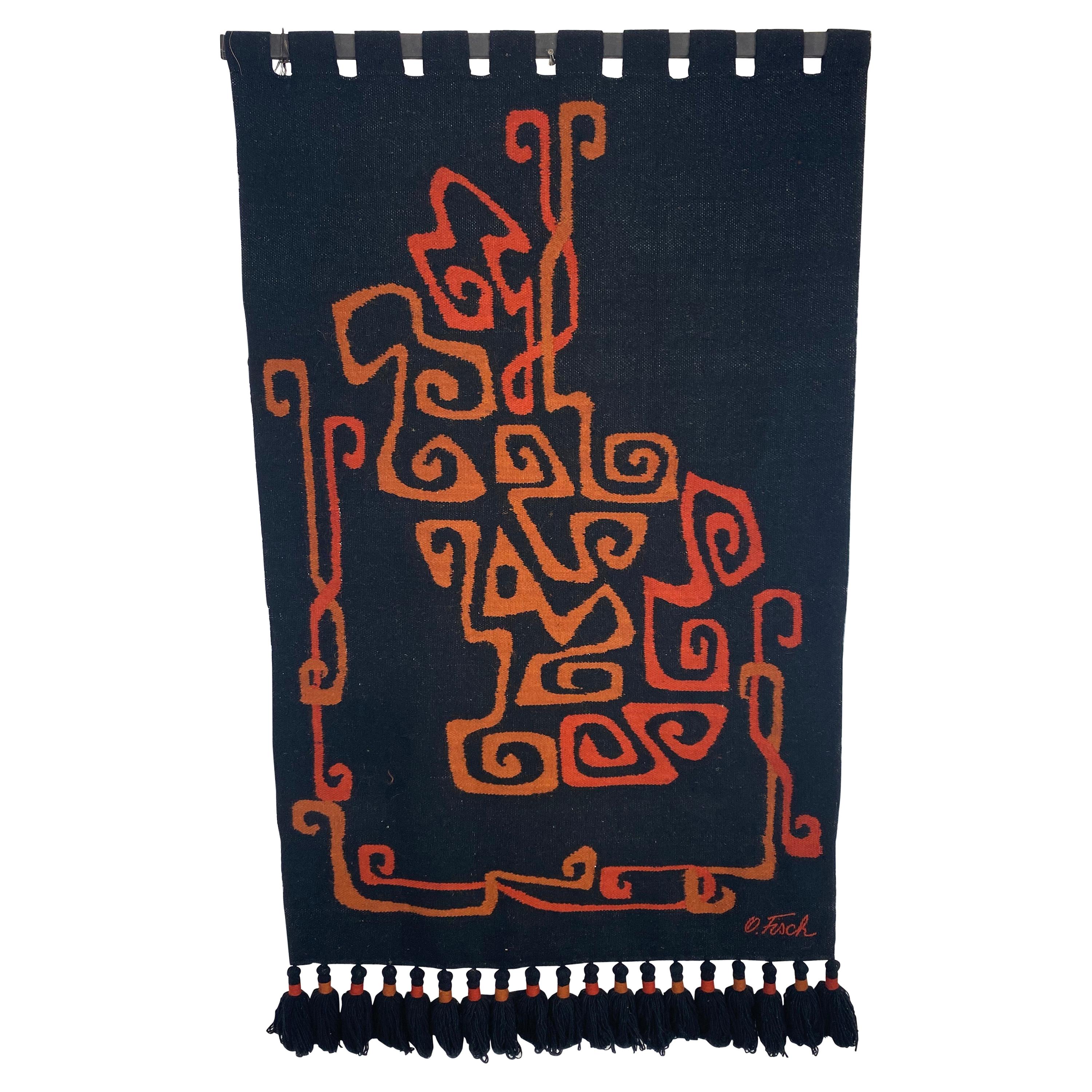 Modernist Abstract Ecuadorian Tapestry / Wall Hanging Designed by Olga Fisch For Sale