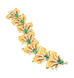 Modernist Abstract Emerald Crystal Linked Bracelet, 1940s